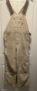 Carhartt Latzhose 32x28 Duck Double Knee Distressed Thrashed Faded Workwear - Bild 1 von 19