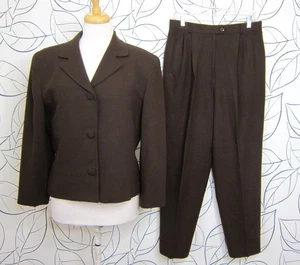 Evan Picone Brown 100% Worsted Wool Pant Suit Size 12 - Picture 1 of 12