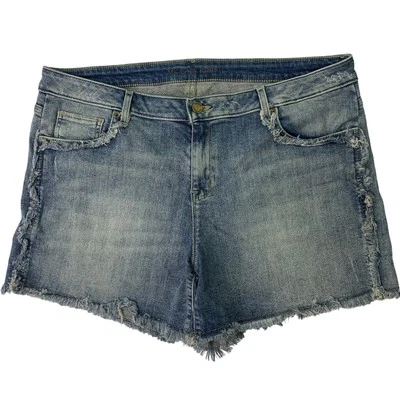 Pantalones cortos Michael Kors para mujer talla 14 de mezclilla con dobladillo deshilachado entrepierna de 4 pulgadas Foto 1 de 4