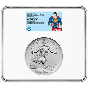 Presale - 2025 Superman DC Comics 2.5 oz Silver Medal NGC MS70 FDI Superman - Picture 1 of 3