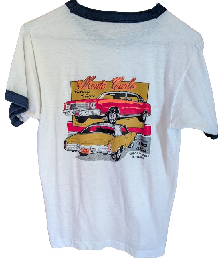 Camiseta Chevy Ringer Vintage Años 80 Talla M Monte Carlo Gráfico EE. UU. Coche Clásico Rara Foto 1 de 4