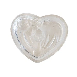 Vidrio cristalino vintage, soporte de anillo floral en forma de corazón, plato de joyería - Imagen 1 de 3