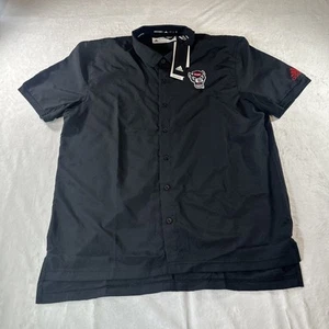 Adidas NC State Wolf Pack Button Shirt Mens SZ Medium Black Short Sleeve H51296 - Picture 1 of 13