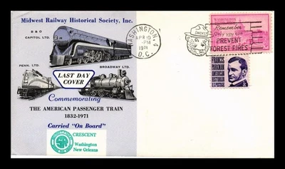 DR JIM STAMPS US CRESCENT AMERICAN PASSENGER TRAIN LAST DAY COVER - Image 1 of 2