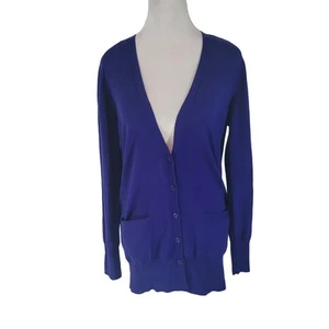 J. Crew Size S 100% Merino Wool V-Neck Button Up Cardigan Royal Blue - Picture 1 of 9