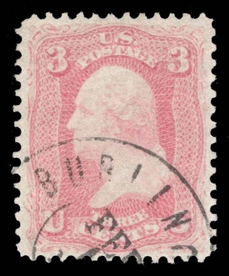 MOMEN: US STAMPS #64b ROSE PINK USED XF PF CERT LOT #95786 - Image 1 of 3