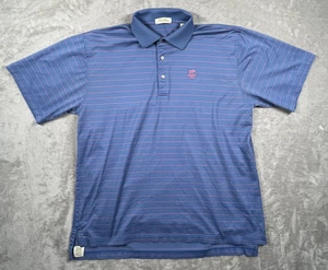 Peter Millar Polo Shirt Mens Medium Blue Pink Stripe Cypress Point Club Golf - Picture 1 of 10