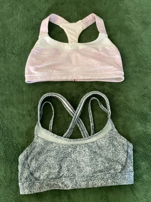 Sujetadores deportivos Lululemon Hook Me Up espalda deportiva rosa y Get Down malla superior carbón talla 8 Foto 1 de 4