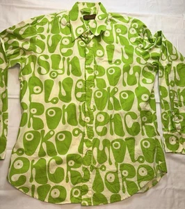 CHENASKI Green Graphic Moloko Hippy Flower Power L/S Shirt Mens XL 60s Vibe EUC - Picture 1 of 6