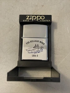 ZIPPO Lighter New USS BELLEAU WOOD LHA-3 Military Orange Sticker 2001 - Picture 1 of 4