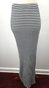 Michelle St John Skirt Womens Medium Black White Striped Ribbed Pencil Maxi USA - Picture 1 of 11