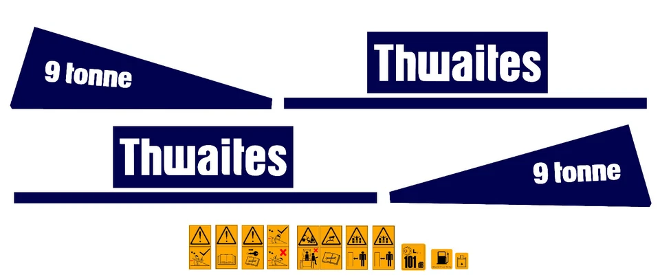 THWAITES 9 TONNE DUMPER DECALS STICKERS AND SAFETY WARNING STICKERS