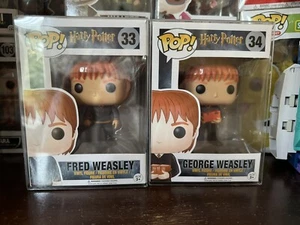 Funko Pop Figur Harry Potter Fred Weasley 33 & George Weasley 34 Mit Protektor - Bild 1 von 14