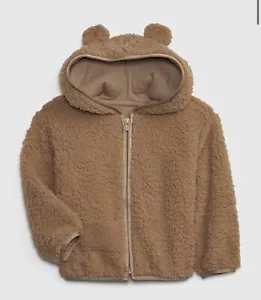 Baby Gap Teddy Bear Ears Brown Sherpa 3t - Picture 1 of 2