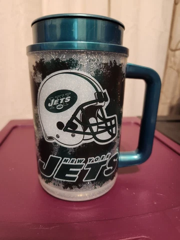 Vintage NFL New York Jets 1999 Custom Edge 20oz Travel Mug Hot Cold w Lid Cover
