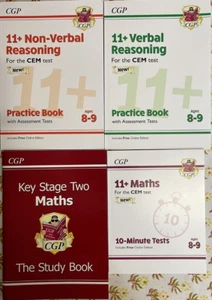 11+ CEM 4er Pack Übungsbücher mit Bewertungstest Jahr 4 Alter 8-9 KS2 Neu - Bild 1 von 4