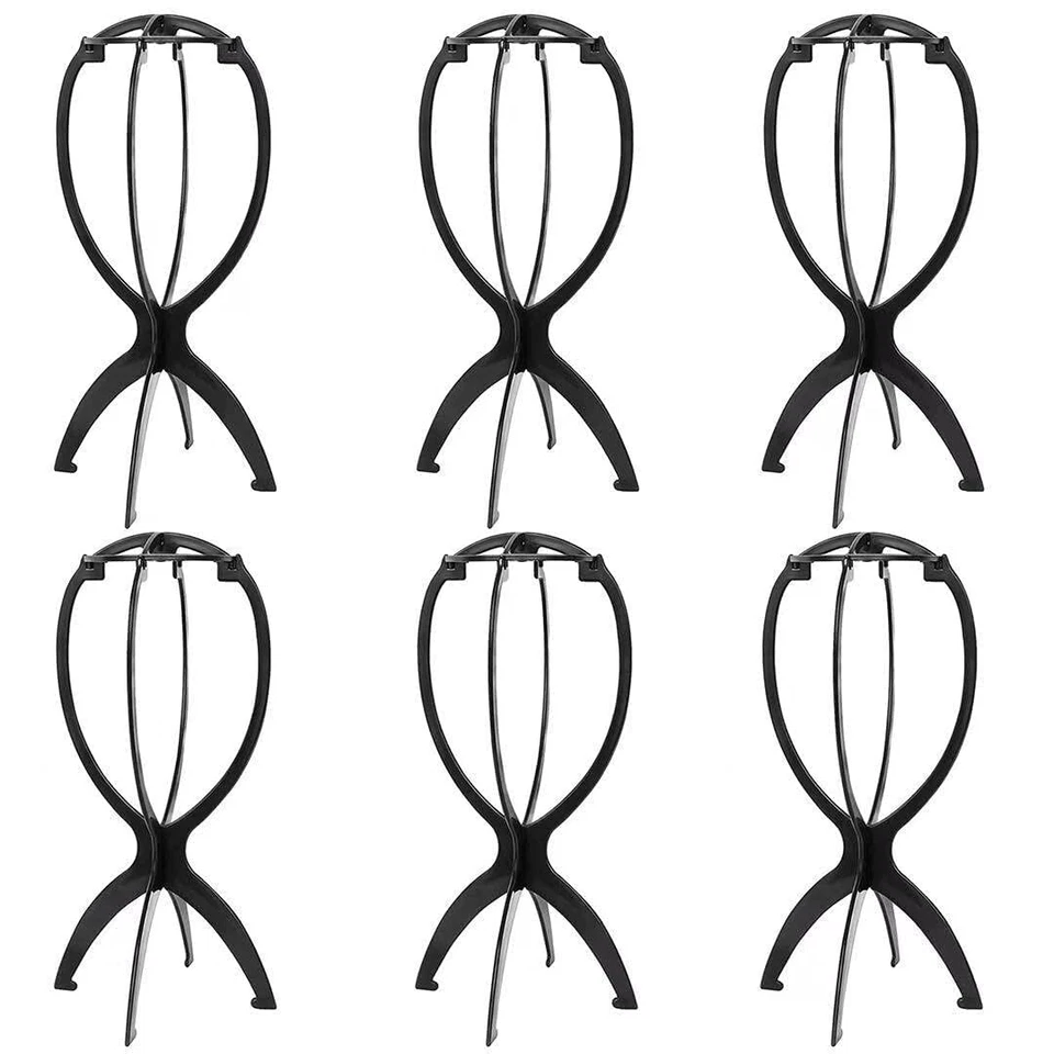 6 Pack Wig Stand Holder, Portable Collapsible Wig Holder Stand for 14.2 In Black - Image 1 of 4