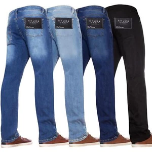 Kruze Mens Basic Straight Leg Stretch Jeans New Denim Regular Big Tall All Waist