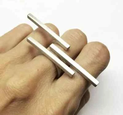 Architectural Ring Contemporary Ring Stackable Chunky Silver Woman Gift Ring - Image 1 of 4