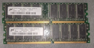 2 X 256MB MICRON DDR400 PC2700U NON-ECC MEMORY MT8VDDT3264AG-335C4 - 512MB TOTAL - Picture 1 of 1