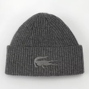 LACOSTE Ribbed Wool And Cashmere Beanie RB2219-050 Bitume Chine - Picture 1 of 2