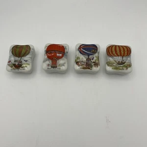 Vintage set di 4 Japan Bone Smithsonian portagioie serie mongolfiera rare - Foto 1 di 11