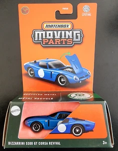 Matchbox Moving Parts Bizzarrini 5300 GT Corsa Revival Blue Car Opening Hood New - Picture 1 of 2