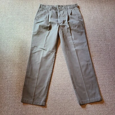 Calça social masculina plissada Haggar 38x34 verde oliva 100% algodão medida 36"x31.5" - Imagem 1 de 4