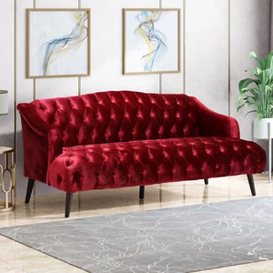 Comfy 3-seat Sofa with Wooden Legs, for Living Room and Study - Picture 1 of 12