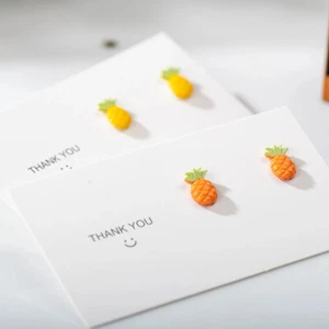Pair Fruit Pineapple Ceramic Stud Earrings - Picture 1 of 8