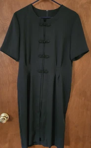 Vestido negro simple Sag Harbor 2000 Wm 12 con detalles de rana plisado cierre de cremallera - Imagen 1 de 15