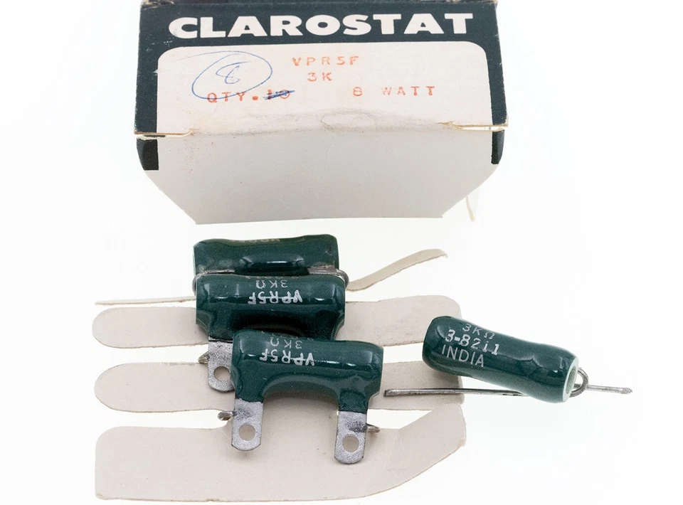4X Clarostat Greenohm V - 3000 Ohm 8W VPR-5-F Wirewound Vitreous Resistors 3K - Image 1 of 1