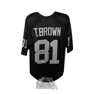 Tim Brown Autographed Oakland Custom Football Jersey - BAS COA - Picture 1 of 1
