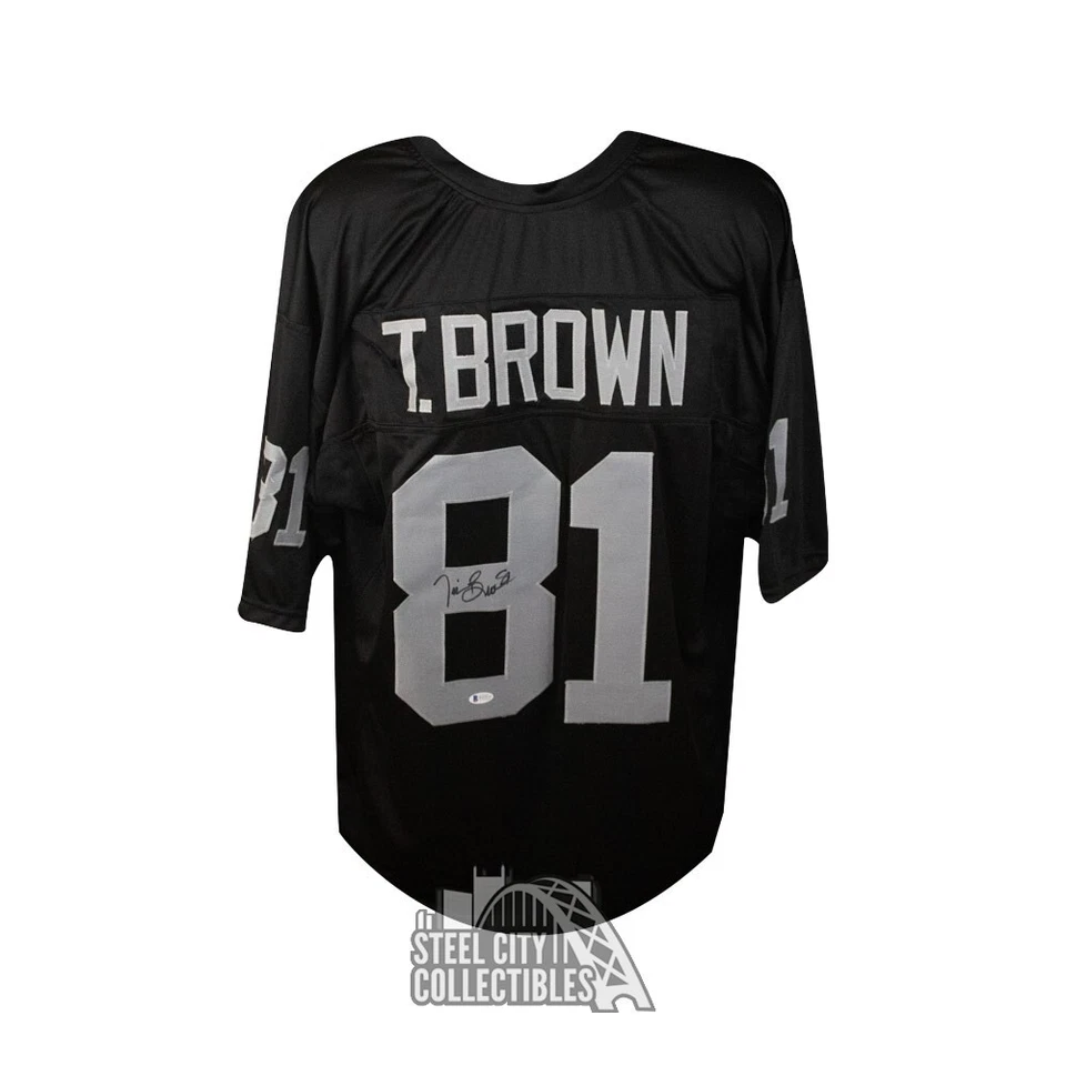 Camiseta de fútbol Tim Brown autografiada por Oakland personalizada - certificado de autenticidad BAS Foto 1 de 1