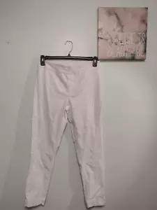Jeans donna bianchi morbidi dintorni taglia M tasche frontali piatte pull-on - Foto 1 di 3