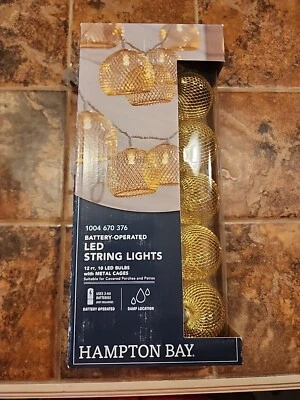 Indoor 12 ft. Battery Operated Metal Integrated LED String Lights (10-Light) - Image 1 of 4