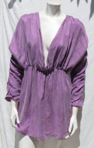 ZARA FILLSENS Women’s Purple Silky Lyocell Ruched Sleeves Mini Dress US M MINT! - Picture 1 of 6