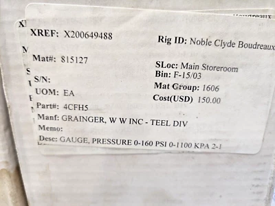 Grainger 4CFH5 Pressure Gauge 0-160Psi 0-1100 KPA BY14YPG4LW-XLJ-TG Weksler - Image 1 of 4