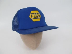 Vintage Snapback Trucker Cap Hat NAPA Blue Yellow Padded Mesh - Picture 1 of 2