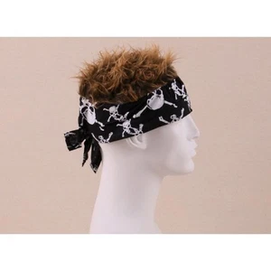 SOMBREROS PARA EL CABELLO FLAIR CON CRÁNEO BANDANA CABELLO MARRÓN CALIDAD PIRATA FIESTA DIVERSIÓN  - Imagen 1 de 2