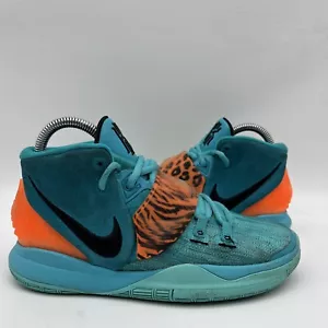 NIKE KYRIE 6 IRVING ANIMAL PRINT ORICAL AQUA Black Opti Yellow BQ5599-300 sz 4Y - Picture 1 of 18