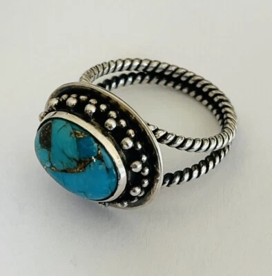Anillo Sundance Catálogo Plata Esterlina Mojave Turquesa Cuerda Vástago Talla 9 Foto 1 de 4