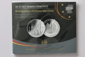 Folder für die 20-EURO-SAMMLERÜNZE 2016 Rotkäppchen (Grimms Märchen) Neu - Bild 1 von 2