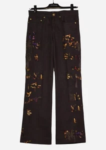 ICE ICEBERG GILMAR JEANS EMBROIDERED BROWN MADE IN ITALY SIZE 40/24 (US 2-4) - Picture 1 of 8