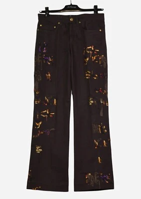 ICE ICEBERG GILMAR JEANS EMBROIDERED BROWN MADE IN ITALY SIZE 40/24 (US 2-4) - Image 1 of 4