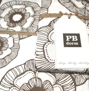 Pottery Barn Duvet Cover Twin + 1 Pillowcase Coffee PB Dorm Mini Fleur Organic - Picture 1 of 2