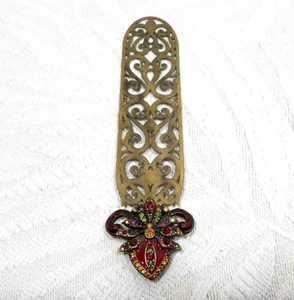 VINTAGE JAY STRONGWATER BOOKMARK SCROLL DESIGN W/ ENAMEL & SWAROVSKI CRYSTALS - Picture 1 of 13
