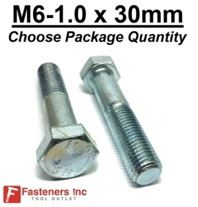 M6-1.0 x 30mm Metric Hex Cap Screws Bolts Zinc Grade 10.9 (Choose Pkg Qty's) - Picture 1 of 2