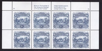 Scott #2590 Saratoga Reprint Top Plate Block of 8 Stamps - MNH - Image 1 of 2