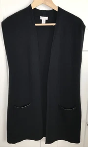 Chicos 1 gilet spolverino senza maniche in maglia media nero ecopelle bordo tasche - Foto 1 di 10